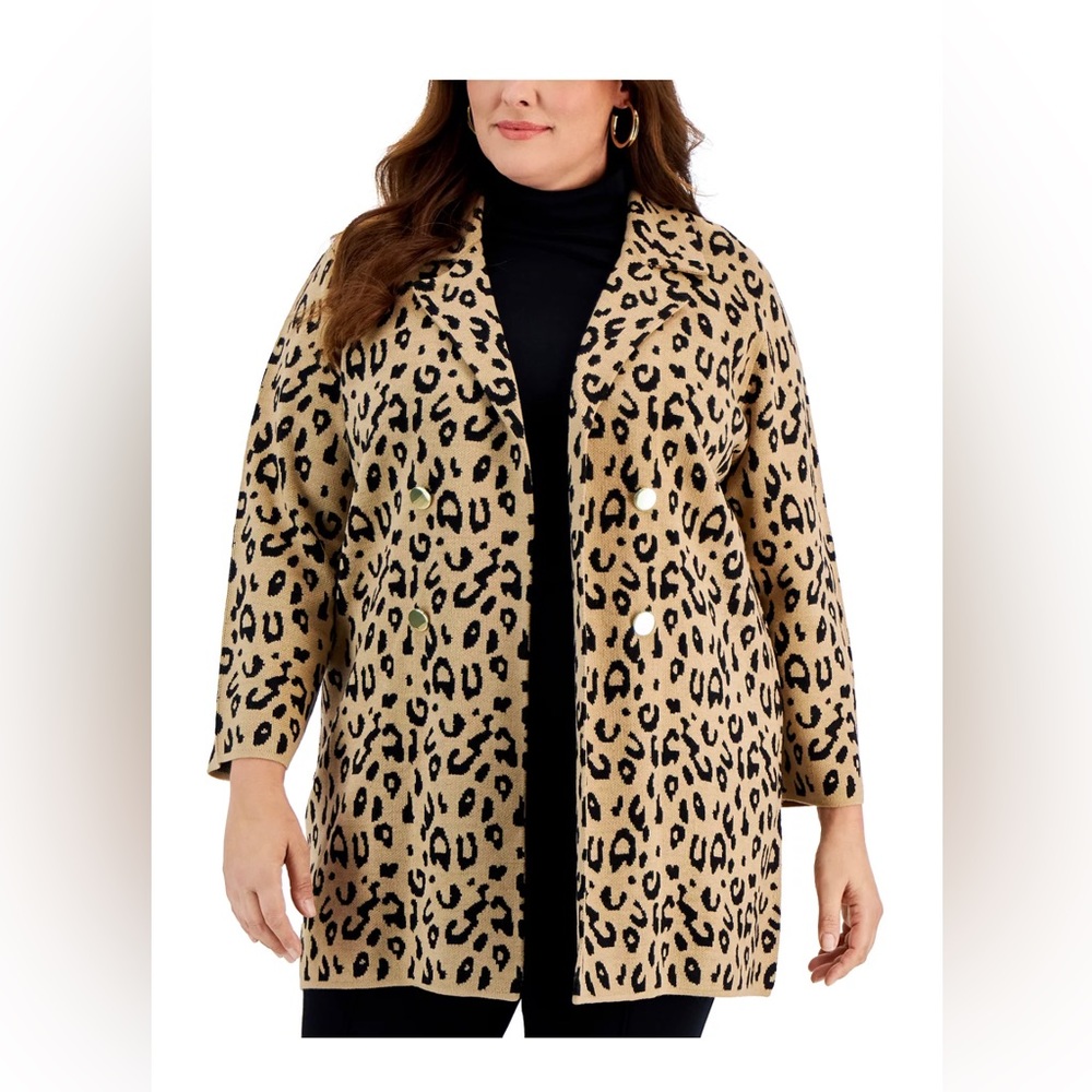Kasper woman leopard cardigan coat